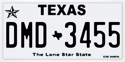 TX license plate DMD3455