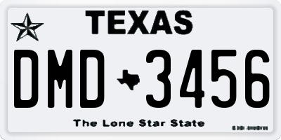 TX license plate DMD3456