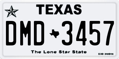 TX license plate DMD3457