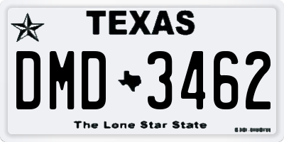 TX license plate DMD3462