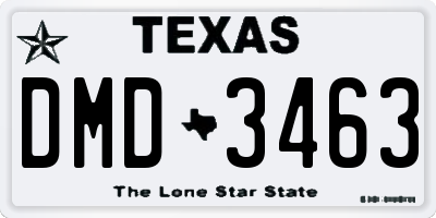 TX license plate DMD3463