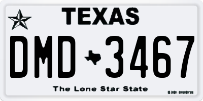 TX license plate DMD3467
