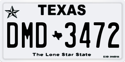 TX license plate DMD3472