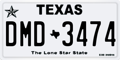 TX license plate DMD3474
