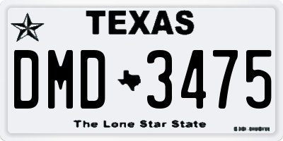 TX license plate DMD3475