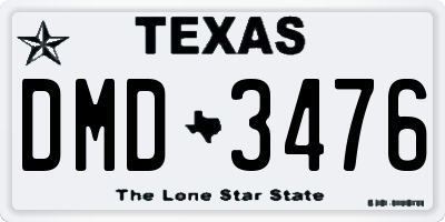TX license plate DMD3476