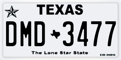 TX license plate DMD3477