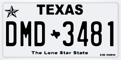 TX license plate DMD3481