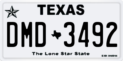 TX license plate DMD3492