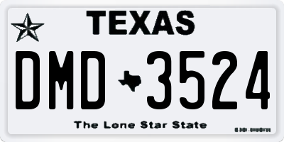 TX license plate DMD3524