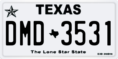 TX license plate DMD3531