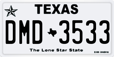 TX license plate DMD3533
