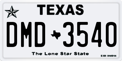 TX license plate DMD3540