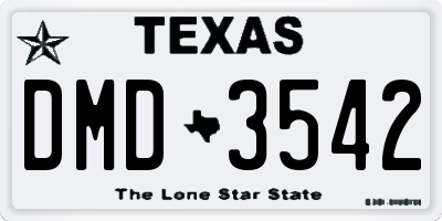 TX license plate DMD3542