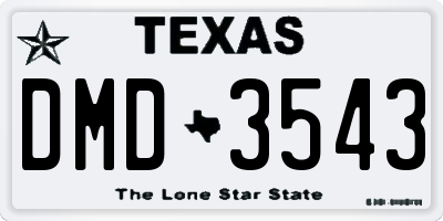 TX license plate DMD3543