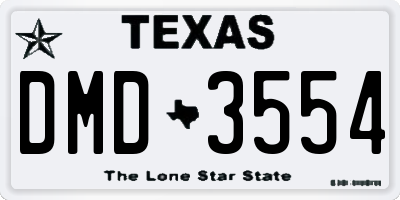 TX license plate DMD3554