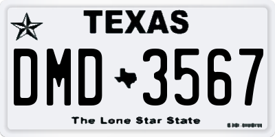 TX license plate DMD3567