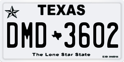 TX license plate DMD3602