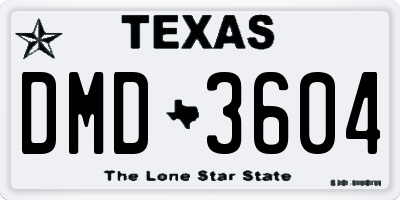 TX license plate DMD3604