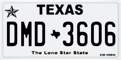 TX license plate DMD3606