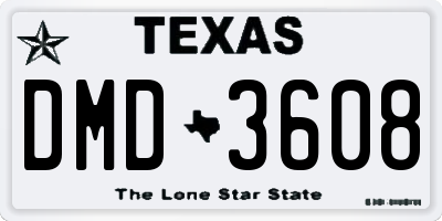 TX license plate DMD3608