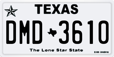 TX license plate DMD3610