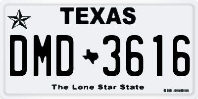 TX license plate DMD3616