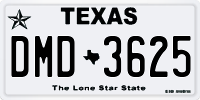 TX license plate DMD3625
