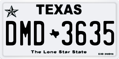 TX license plate DMD3635