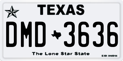TX license plate DMD3636