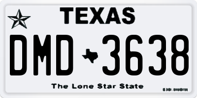 TX license plate DMD3638