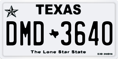 TX license plate DMD3640