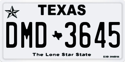 TX license plate DMD3645