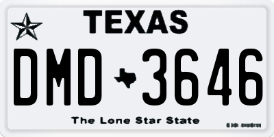 TX license plate DMD3646