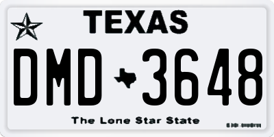 TX license plate DMD3648