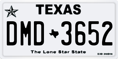 TX license plate DMD3652