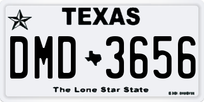 TX license plate DMD3656