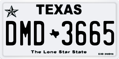 TX license plate DMD3665