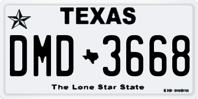 TX license plate DMD3668