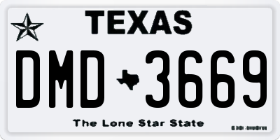 TX license plate DMD3669