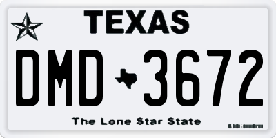 TX license plate DMD3672