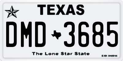TX license plate DMD3685