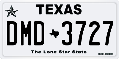 TX license plate DMD3727
