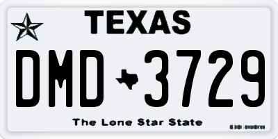TX license plate DMD3729
