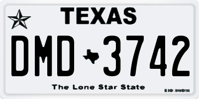 TX license plate DMD3742