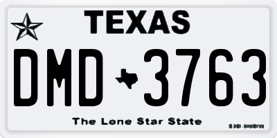 TX license plate DMD3763