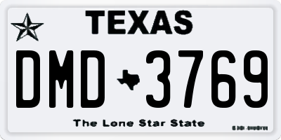 TX license plate DMD3769