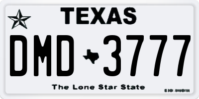 TX license plate DMD3777