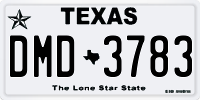 TX license plate DMD3783