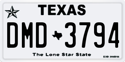 TX license plate DMD3794